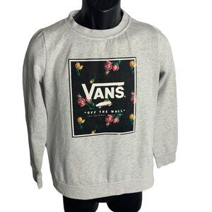 Womens Vans Rare Off The Wall Crew Sweatshirt Floral Sz S Grey